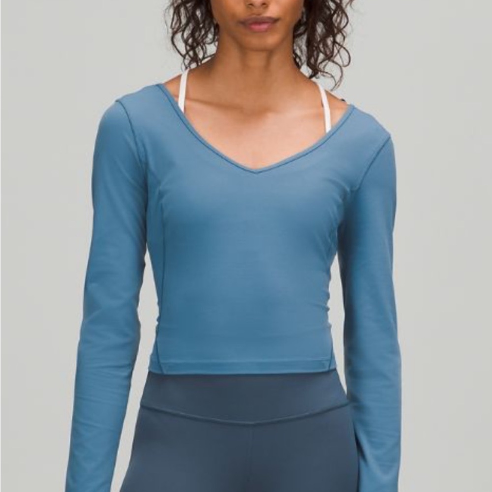 Lululemon Athletica Blue Fitted Crop Long Sleeve Tee